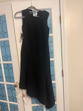 Taylor Black Sleeveless Asymmetrical Dress